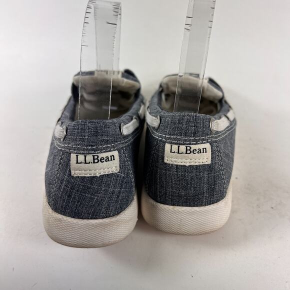 Llbean boat shoes women’s size 8.5 W grey blue heather canvas white sole slip on - Picture 7 of 11